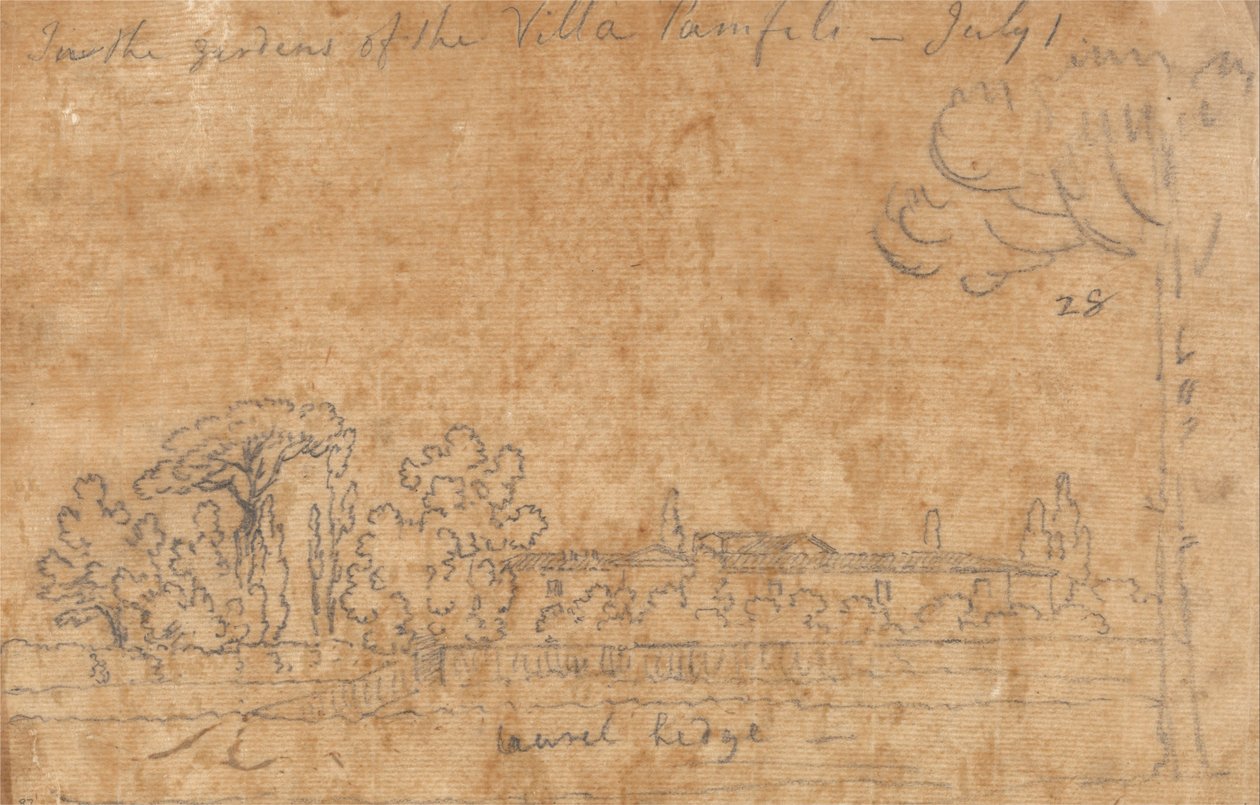 En los jardines de Villa Pamphili, 1 de julio de John Robert Cozens