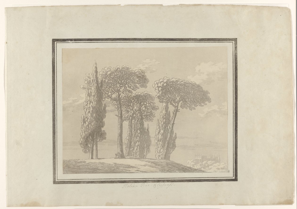 Pino italiano y ciprés Pino italiano y ciprés de John Robert Cozens