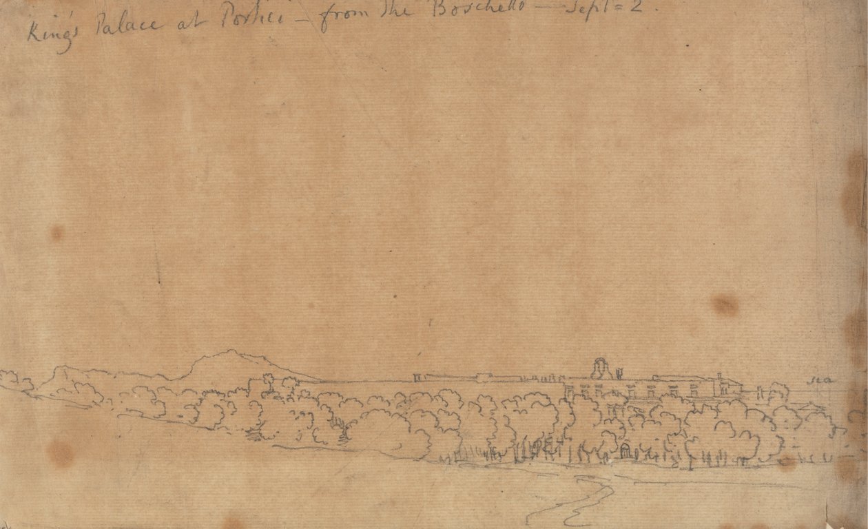 Palacio del Rey en Portici desde el Boschetto, 2 de septiembre de John Robert Cozens