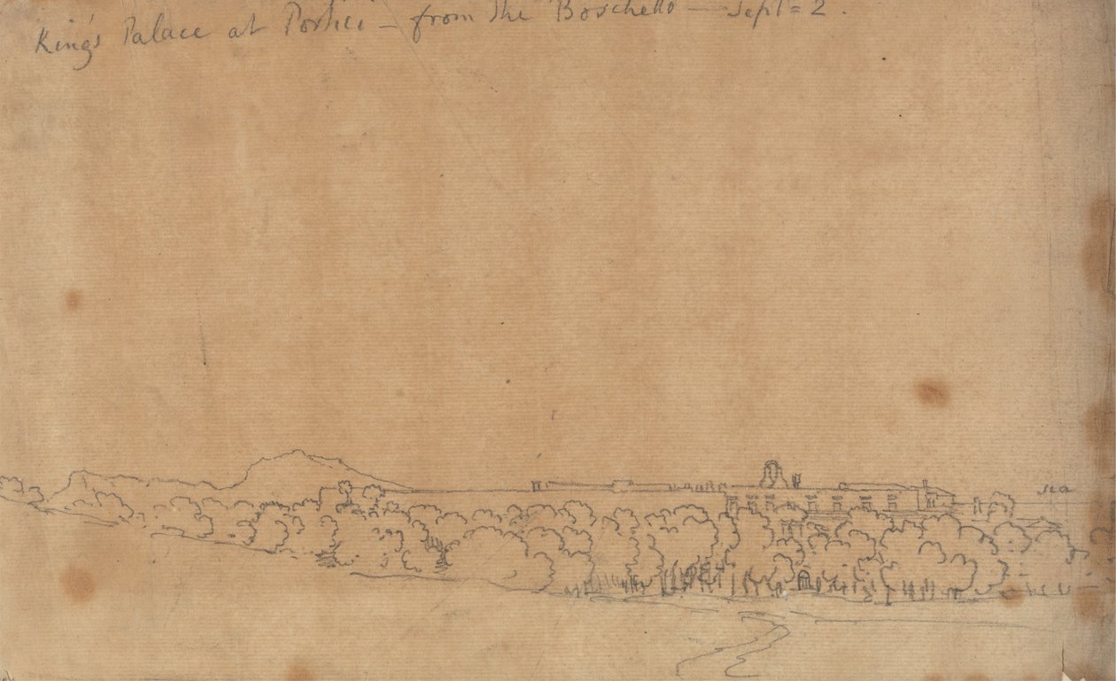 Palacio del Rey en Portici desde el Boschetto, 2 de septiembre de John Robert Cozens