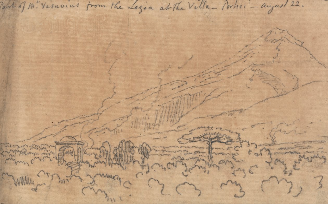 Parte del Monte Vesubio desde la Loggia de la Villa, Portici, 22 de agosto de John Robert Cozens