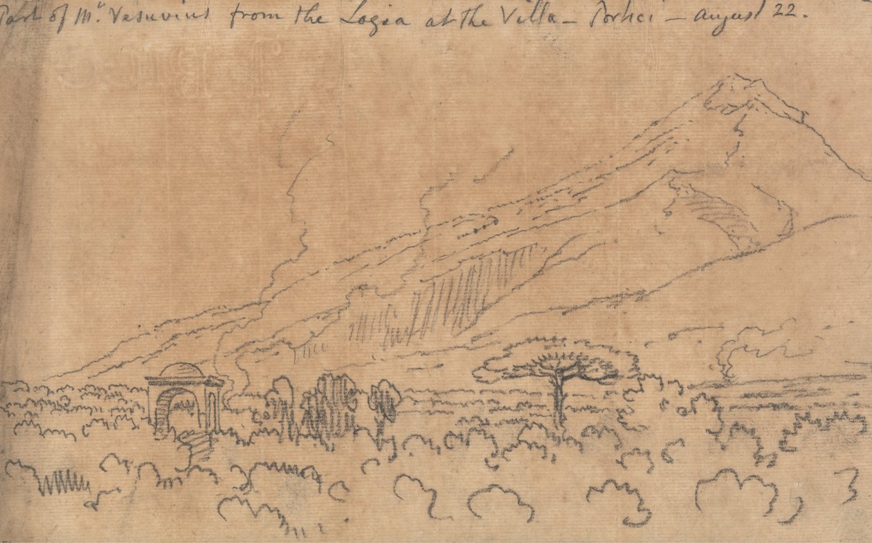 Parte del Monte Vesubio desde la Loggia de la Villa, Portici, 22 de agosto de John Robert Cozens