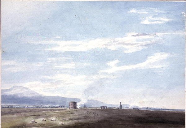 Restos sepulcrales en la Campagna cerca de Roma, c.1783 (acuarela sobre lápiz sobre papel) de John Robert Cozens