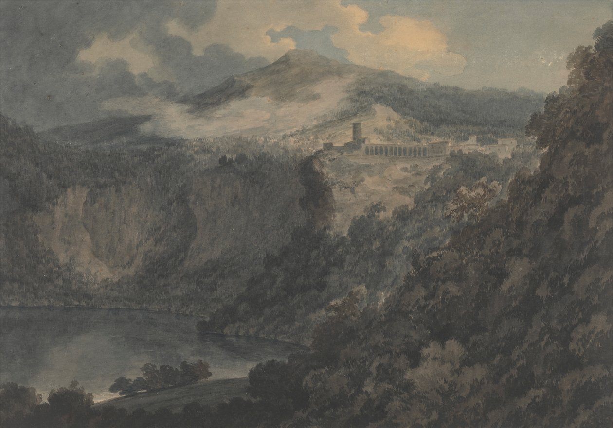 El lago y la ciudad de Nemi de John Robert Cozens