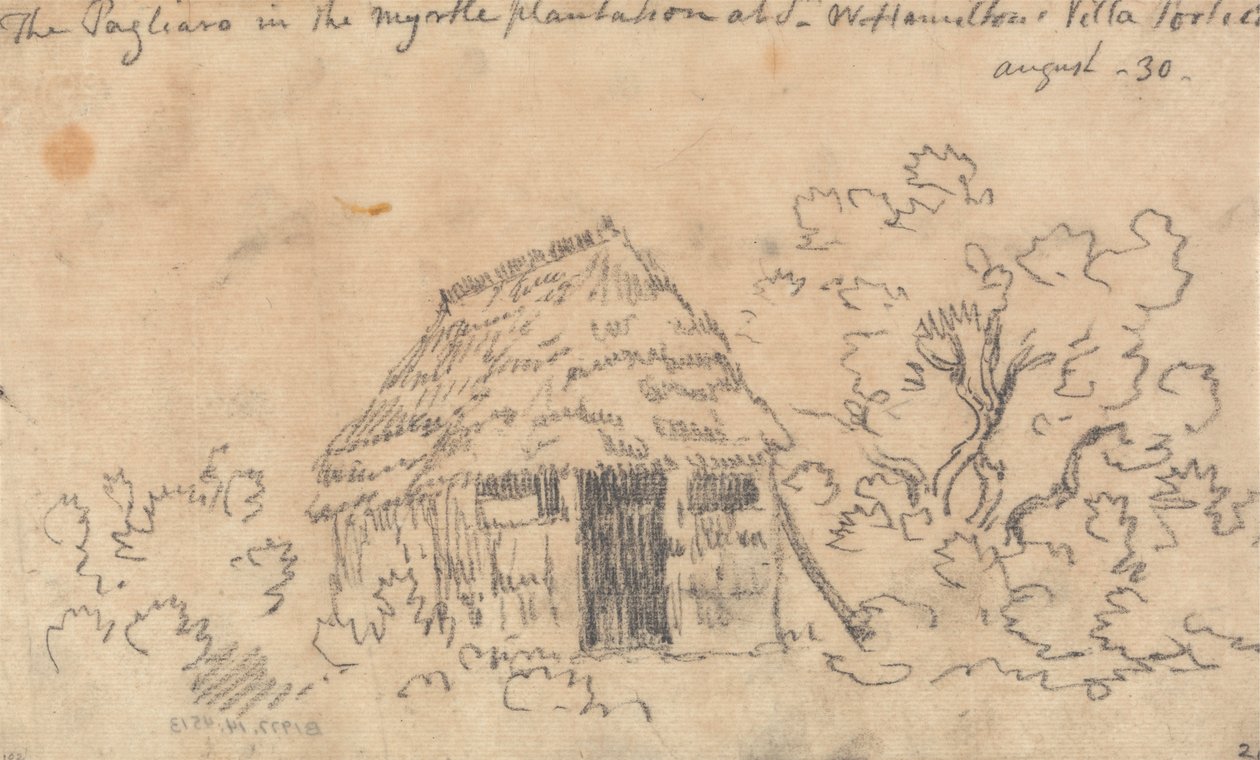 El Pagliaro en la plantación de mirtos de la Villa de Sir William Hamilton, Portici de John Robert Cozens