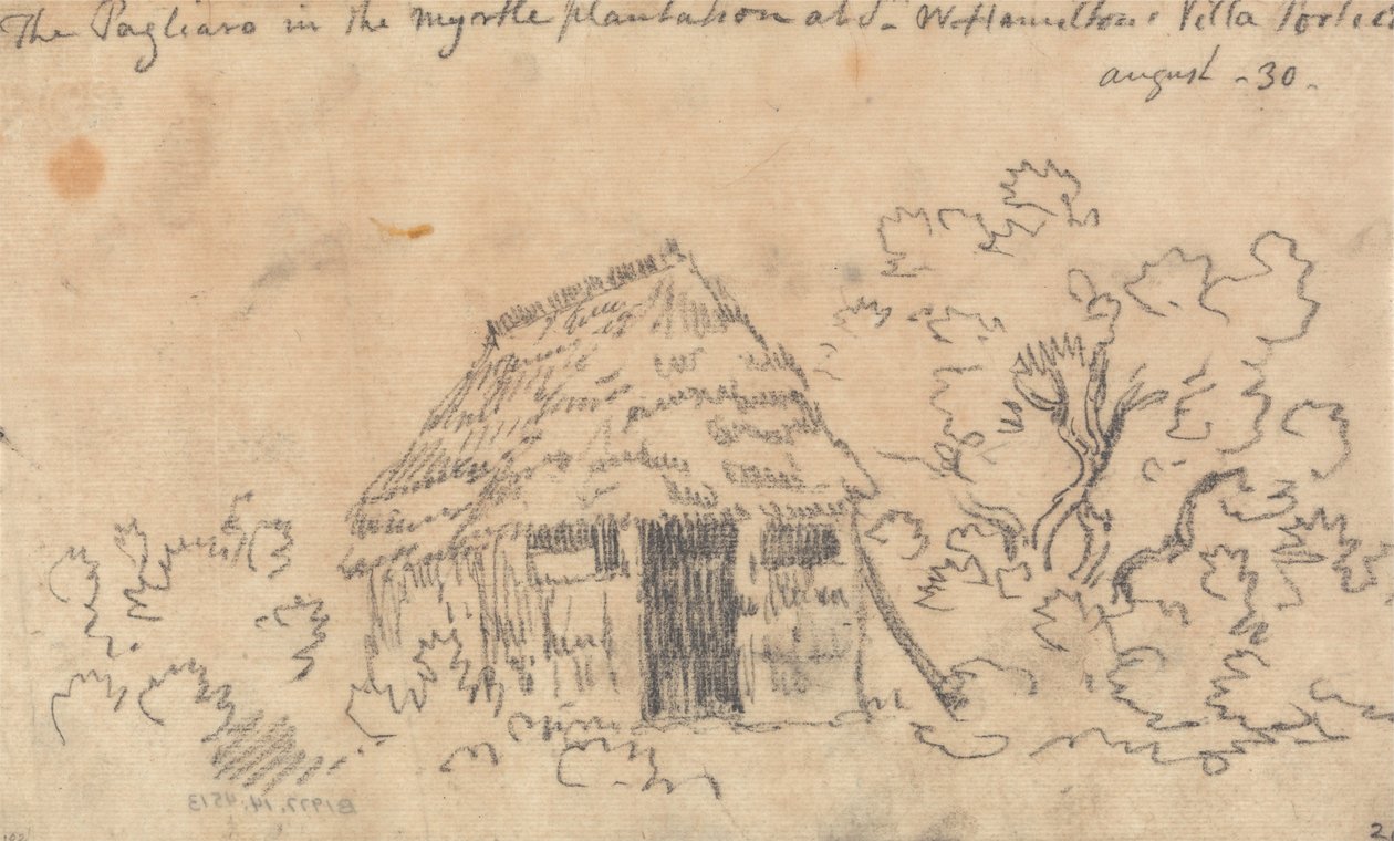 El Pagliaro en la plantación de mirtos de la Villa de Sir William Hamilton, Portici de John Robert Cozens