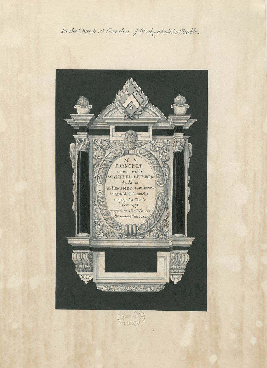 Iglesia de Ingestre - Placa a Frances Chetwynd de John Robert Fernyhough