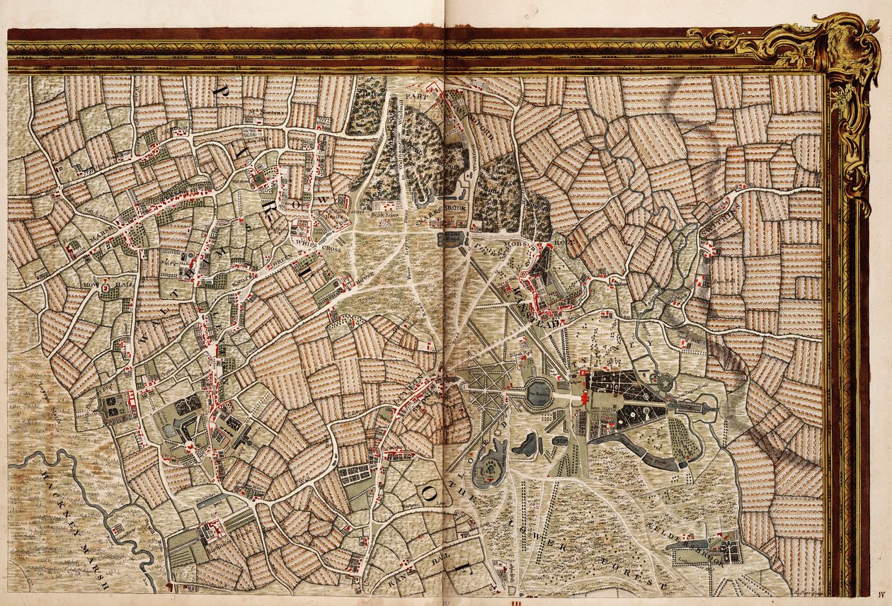 Mapa de Hackney, Waltham y Wanstead de John Rocque