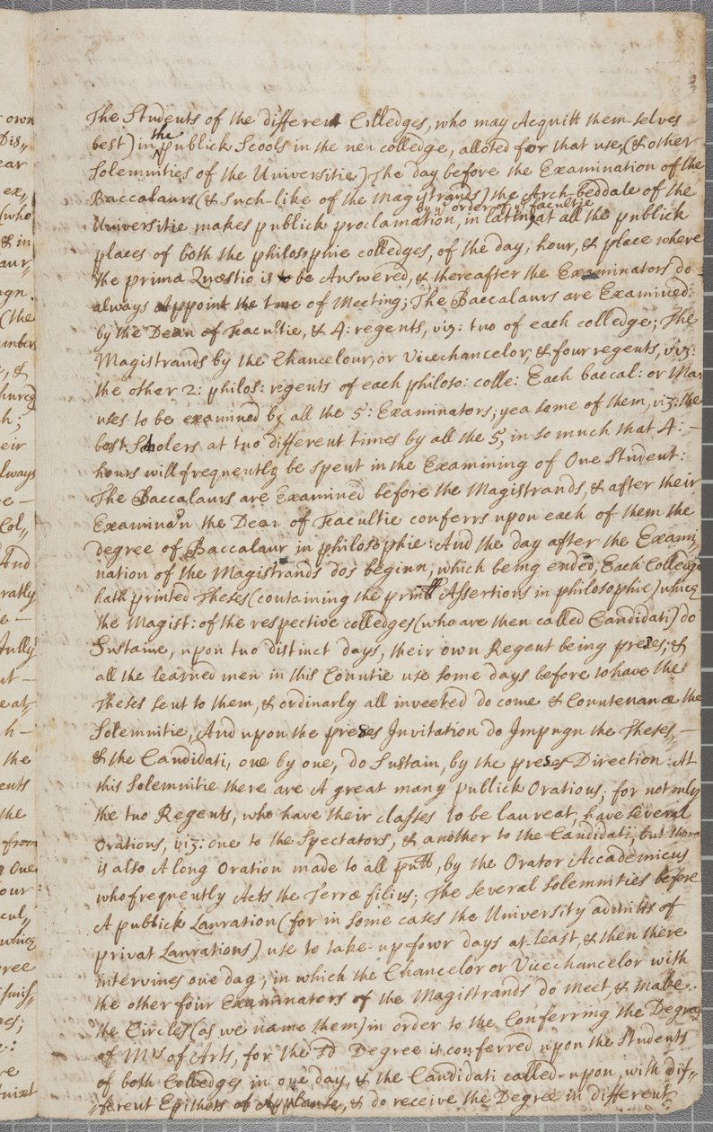 Carta de John Row, un estudiante en St Andrews, a su tío, 1691 de John Row