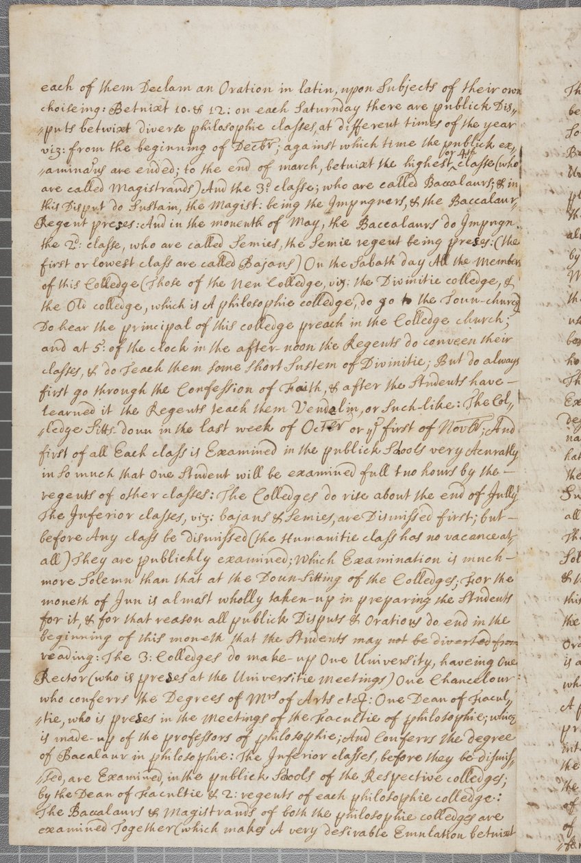 Carta de John Row, un estudiante en St Andrews, a su tío, 1691 de John Row