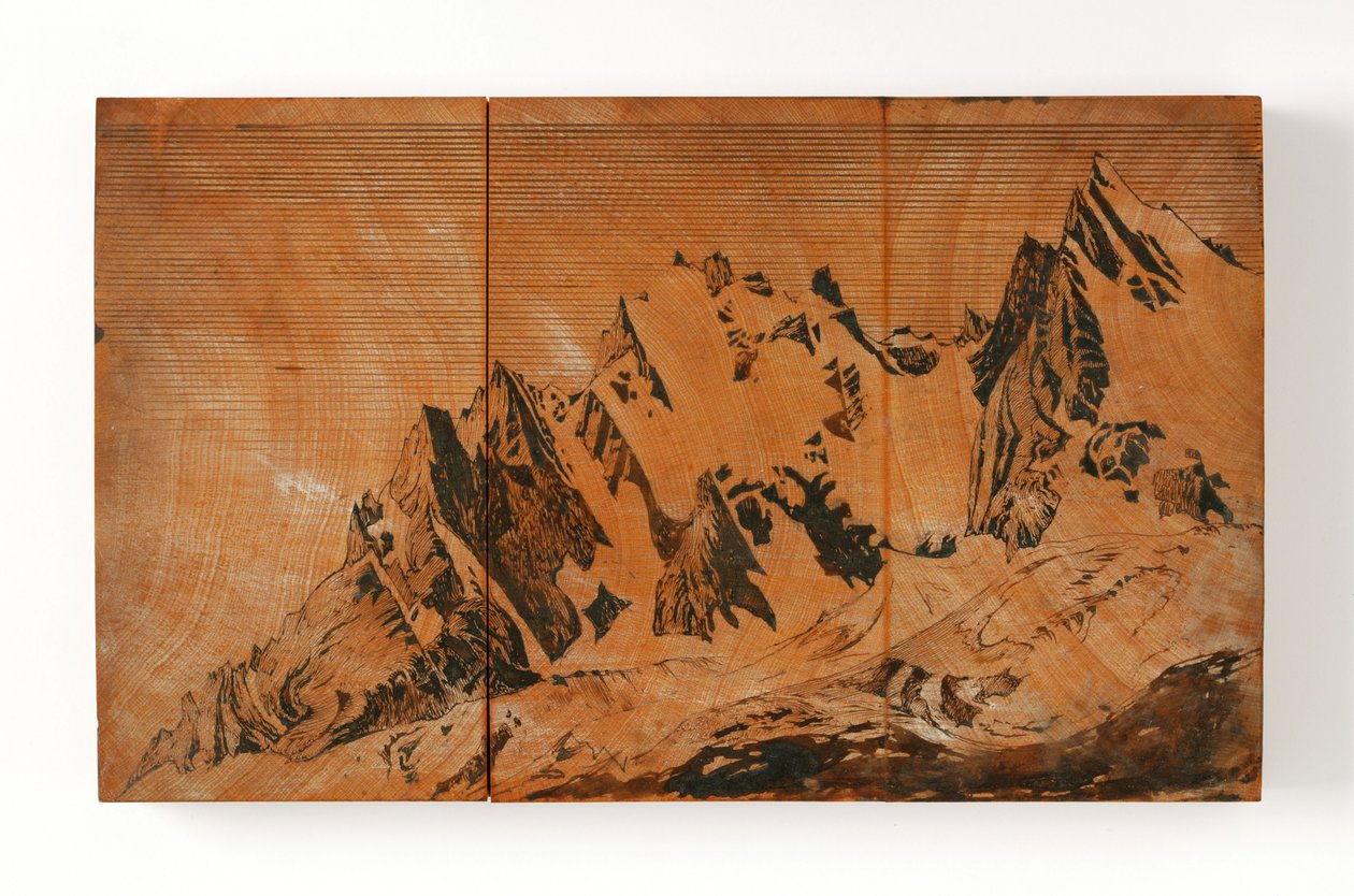 Aiguille Du Midi, Francia (pluma y tinta y acuarela sobre madera) de John Ruskin