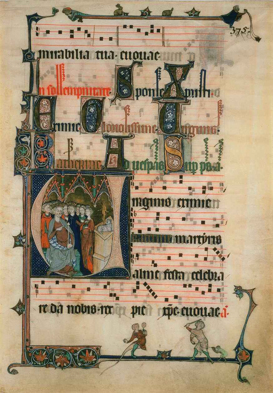 Copia de una página del Antifonario de Beaupre, siglo XIX de John Ruskin