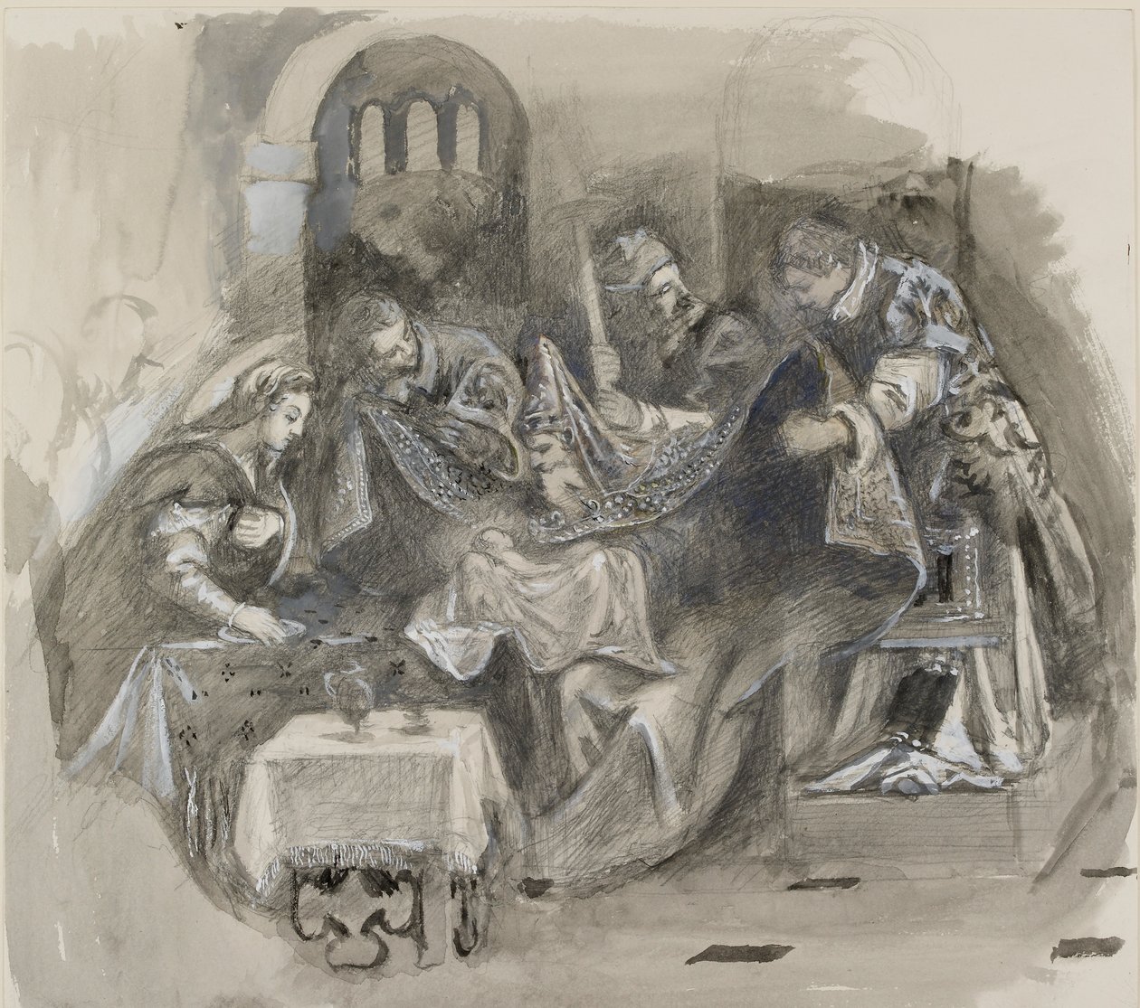 Dibujo de la Circuncisión de Tintoretto en la Scuola Grande di San Rocco, agosto 1869 de John Ruskin