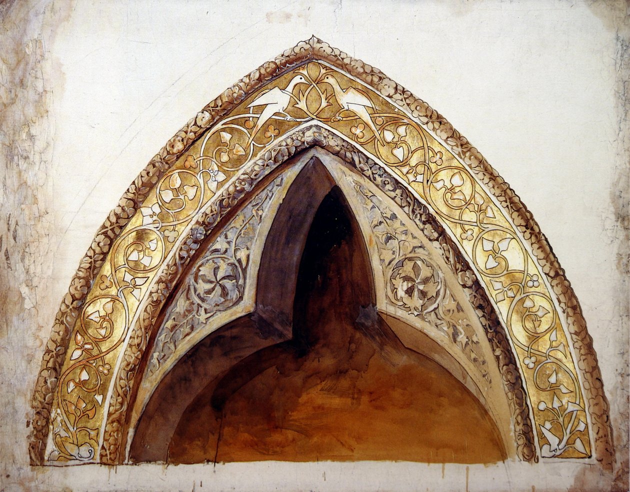 Esquema de la conferencia de Edimburgo: Ventana gótica cuspidada decorada de John Ruskin