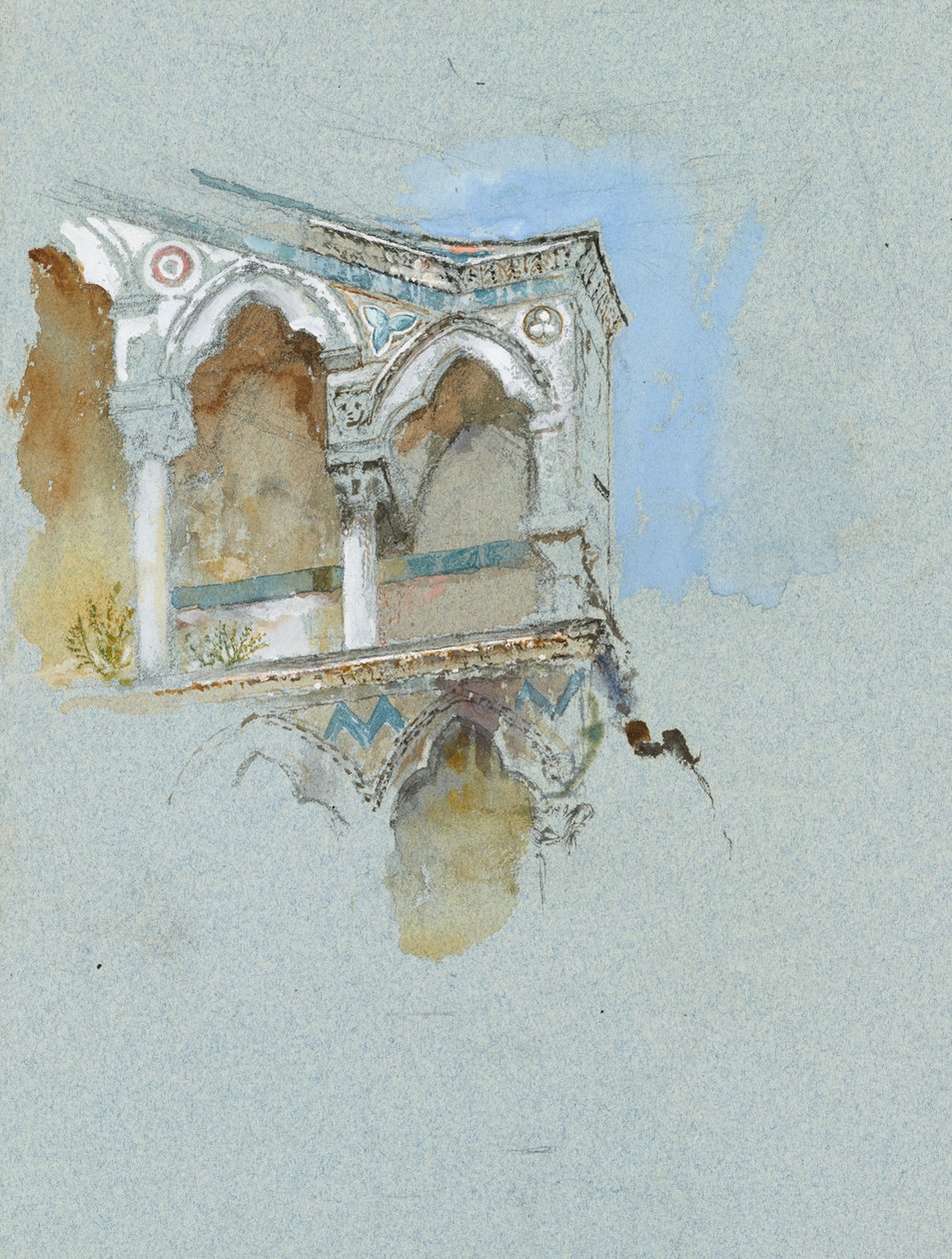 Estudio del gótico pisano (parte de la fachada de San Michele in Borgo, Pisa) de John Ruskin