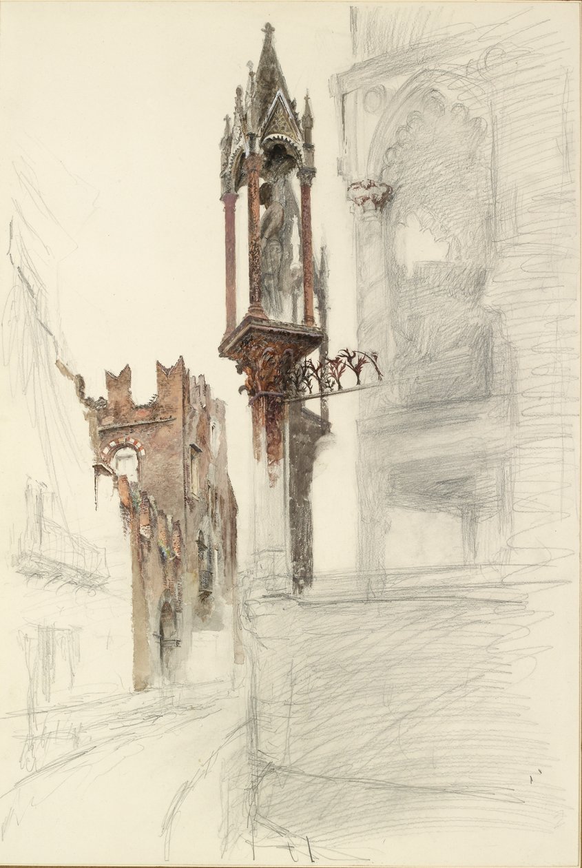 Estudio de un nicho que rodea la tumba de Cansignorio della Scala en Verona, 1869 de John Ruskin