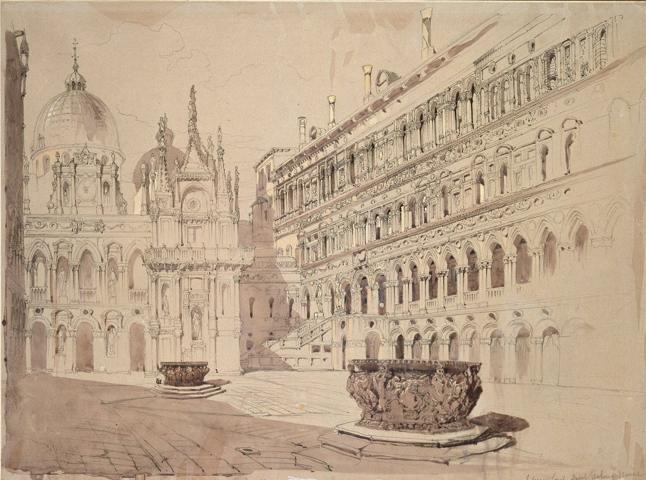 El patio del Palacio Ducal, Venecia, mayo de 1841 de John Ruskin