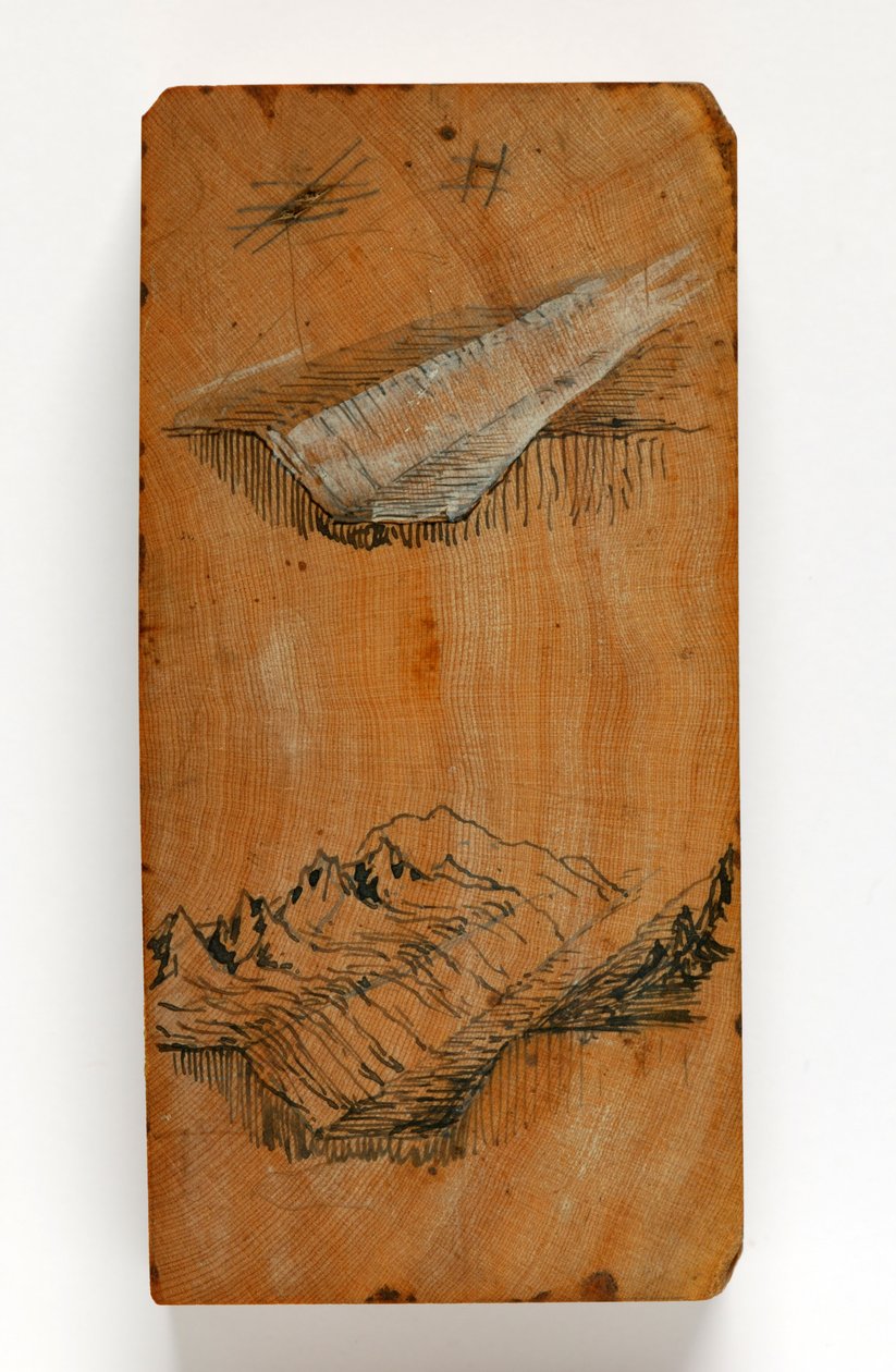 La Trinchera del Valle de Chamonix y los Picos sobre la Trinchera, c.1856 (pluma y tinta y acuarela sobre madera) de John Ruskin