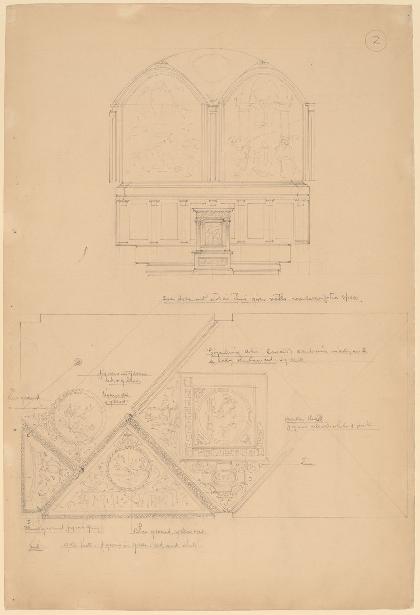 Estudio de un retablo y paneles de techo de John Russell Pope
