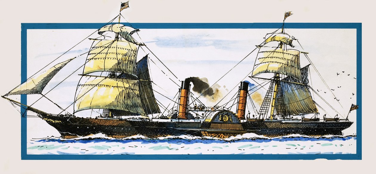 El vapor de ruedas británico Persia de John S. Smith