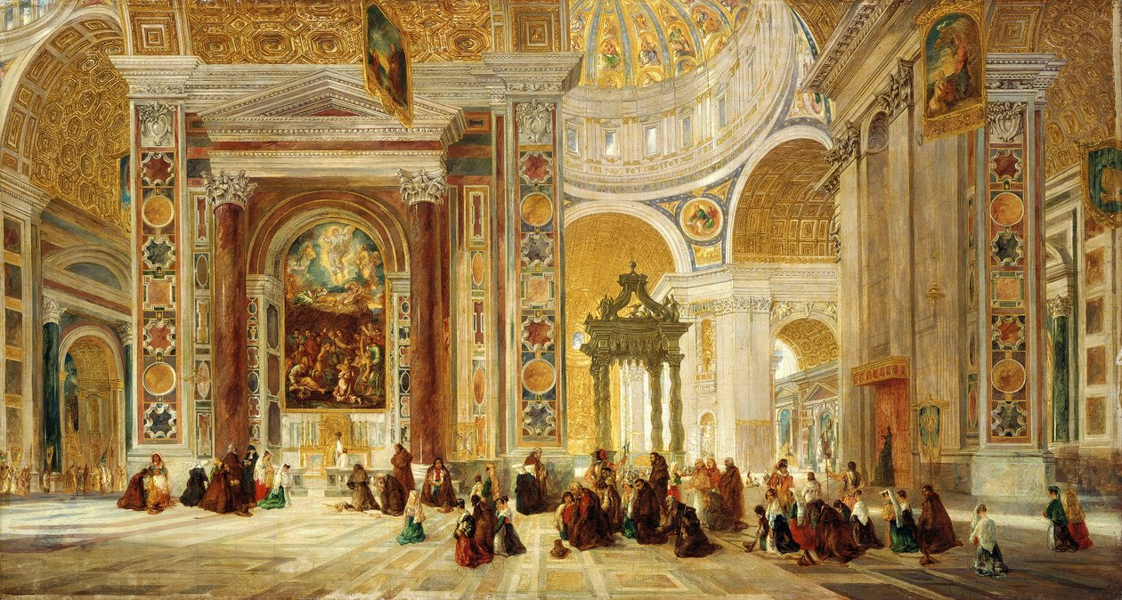Interior de San Pedro, Roma, 1824-1885 de John Scarlett Davis