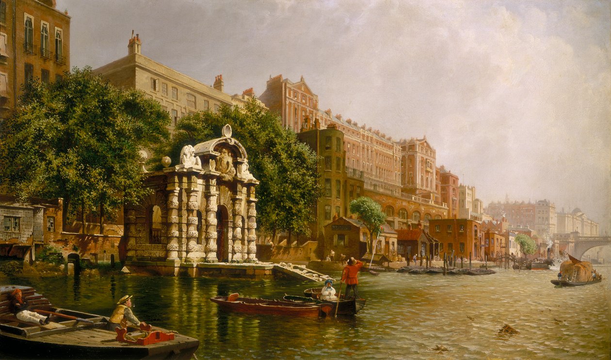 York Water Gate y el Adelphi desde el río de John Scorrer O