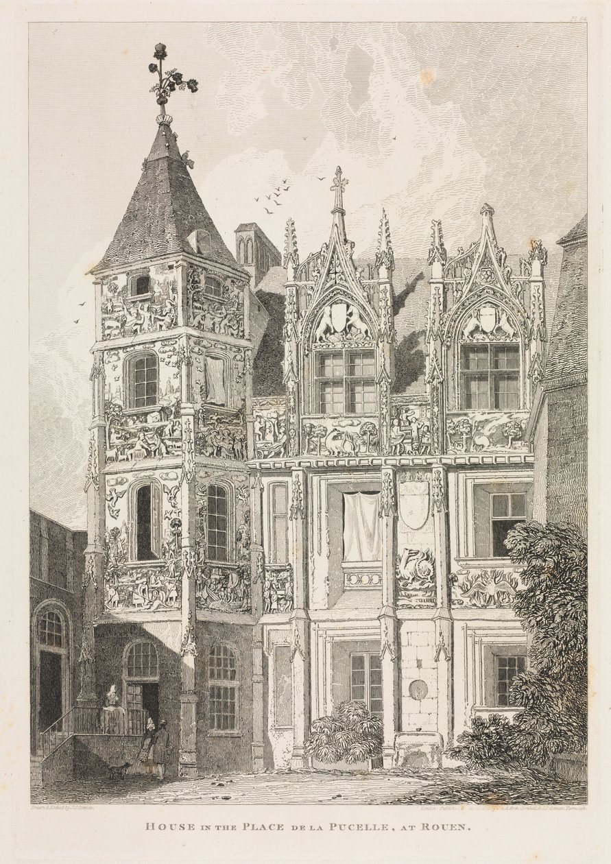 Antigüedades arquitectónicas de Normandía (Vol. II), Pl. 64: Casa en la Place de la Pucelle, en Rouen de John Sell Cotman