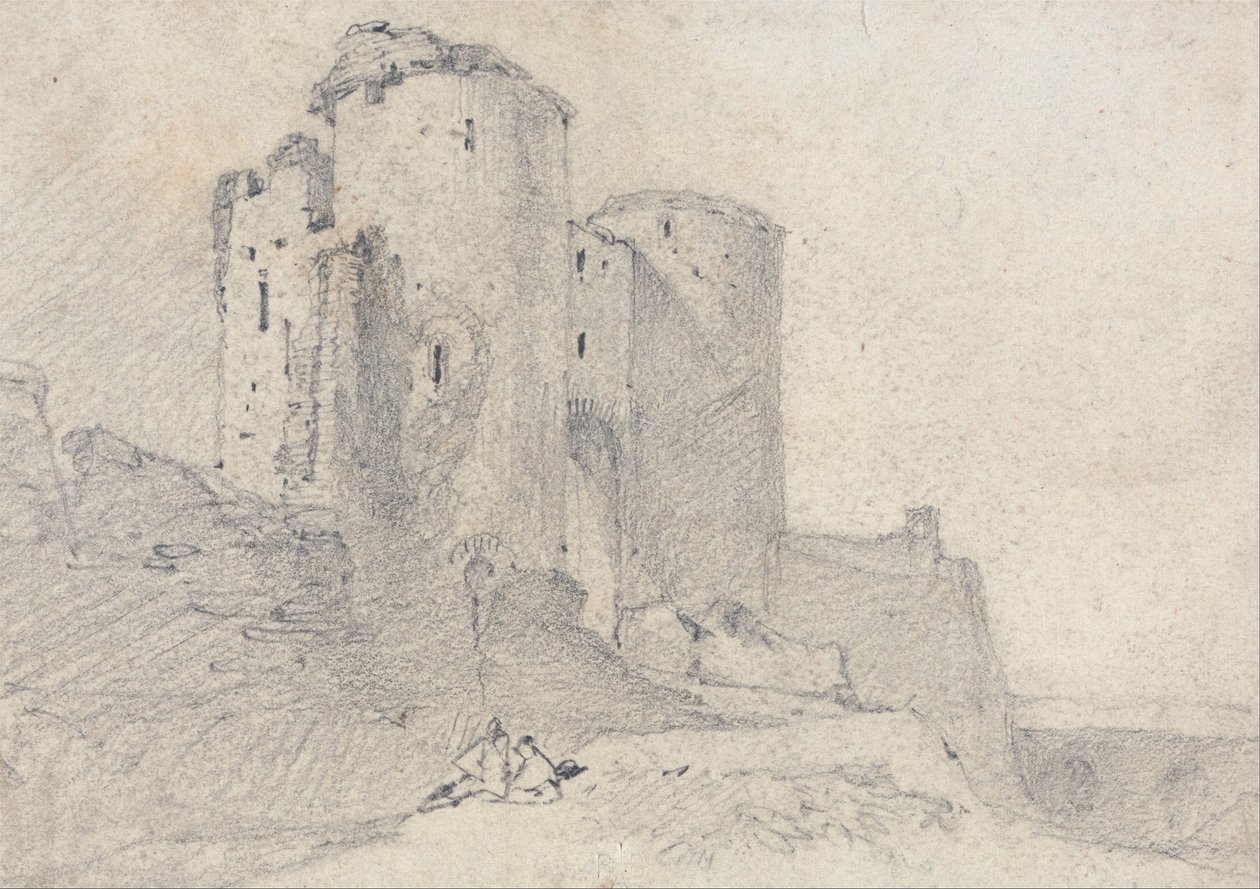 Castillo de Beeston, Cheshire: Entrada al castillo de John Sell Cotman