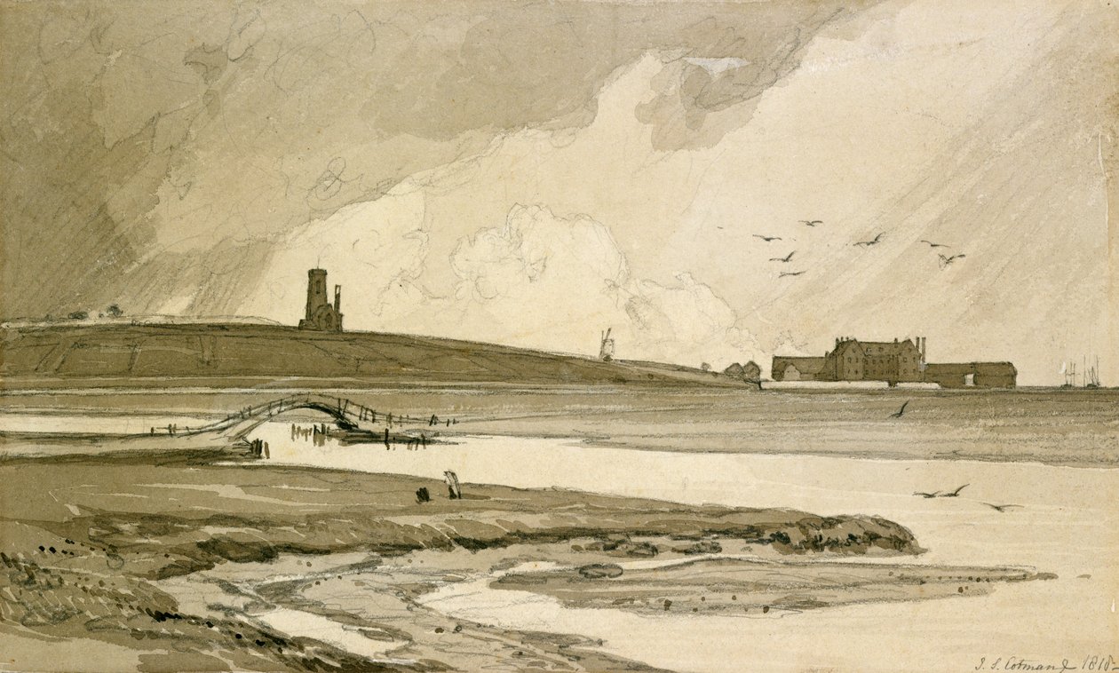 Iglesia de Blakeney y Wiveton Hall, 1818 de John Sell Cotman