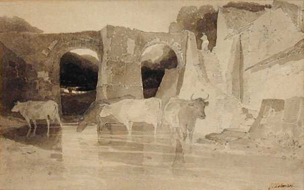 Puente y vacas de John Sell Cotman