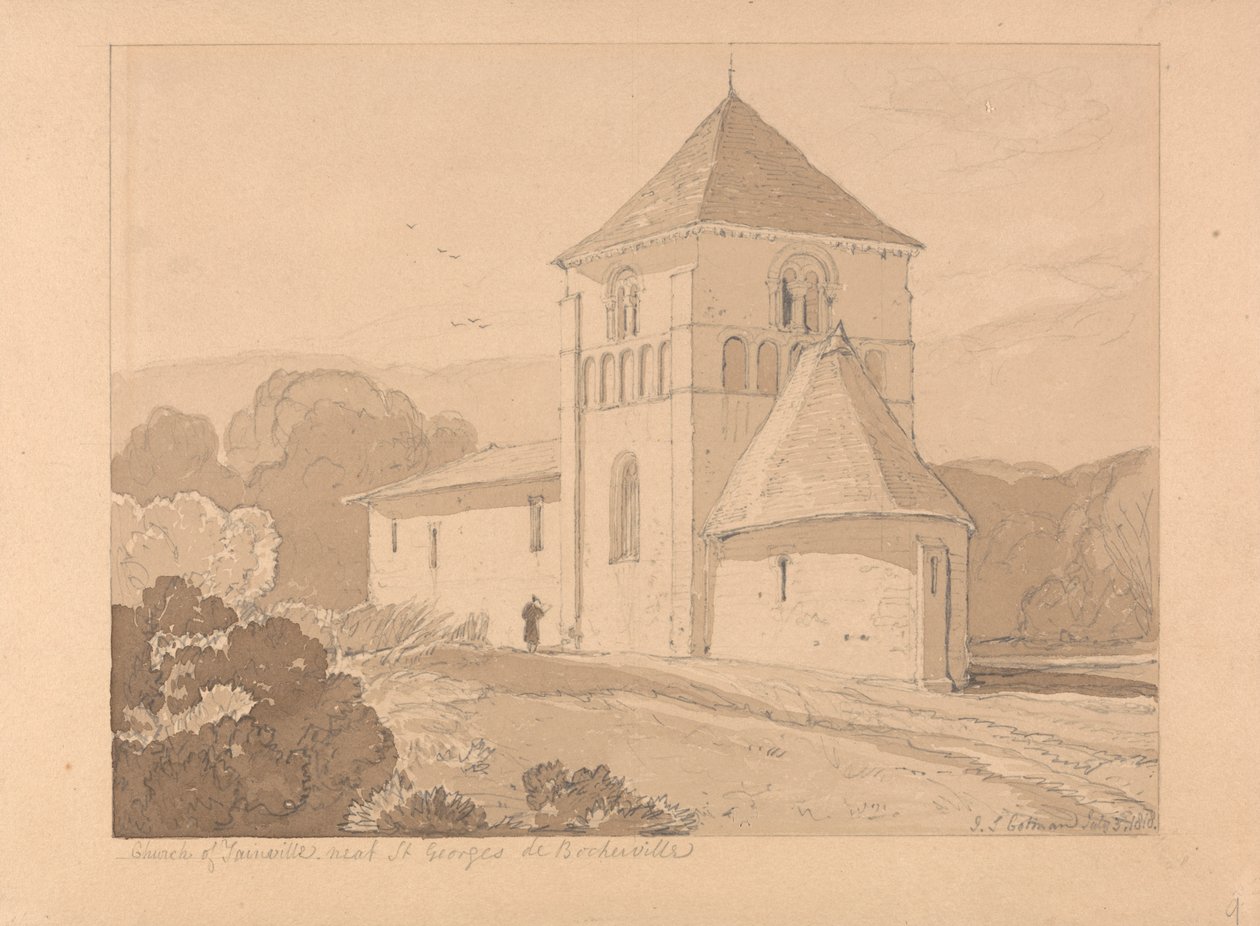 Iglesia de Yainville, cerca de Saint Georges de Bocherville, Normandía de John Sell Cotman