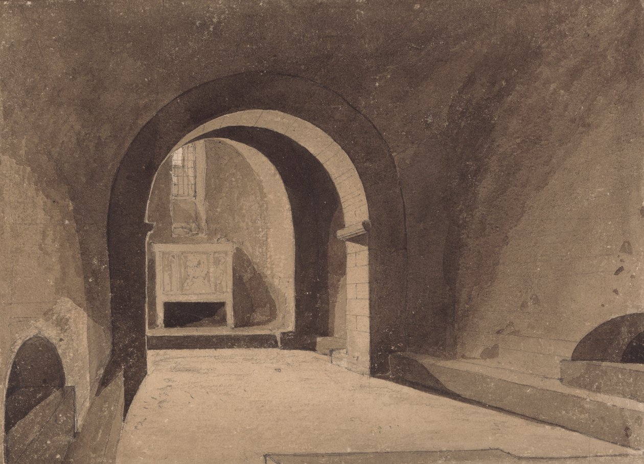 Cripta de Santa Gervaise, Ruán, Normandía de John Sell Cotman