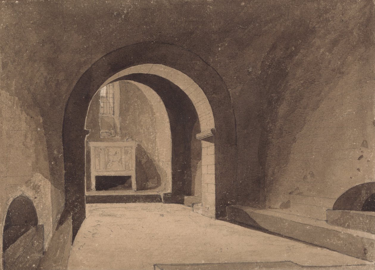 Cripta de Santa Gervaise, Ruán, Normandía de John Sell Cotman