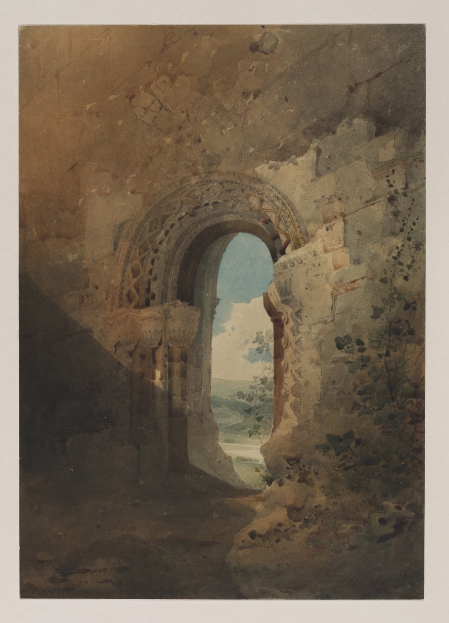 Entrada al Refectorio, Priorato de Kirkham, Yorkshire, 1804 de John Sell Cotman