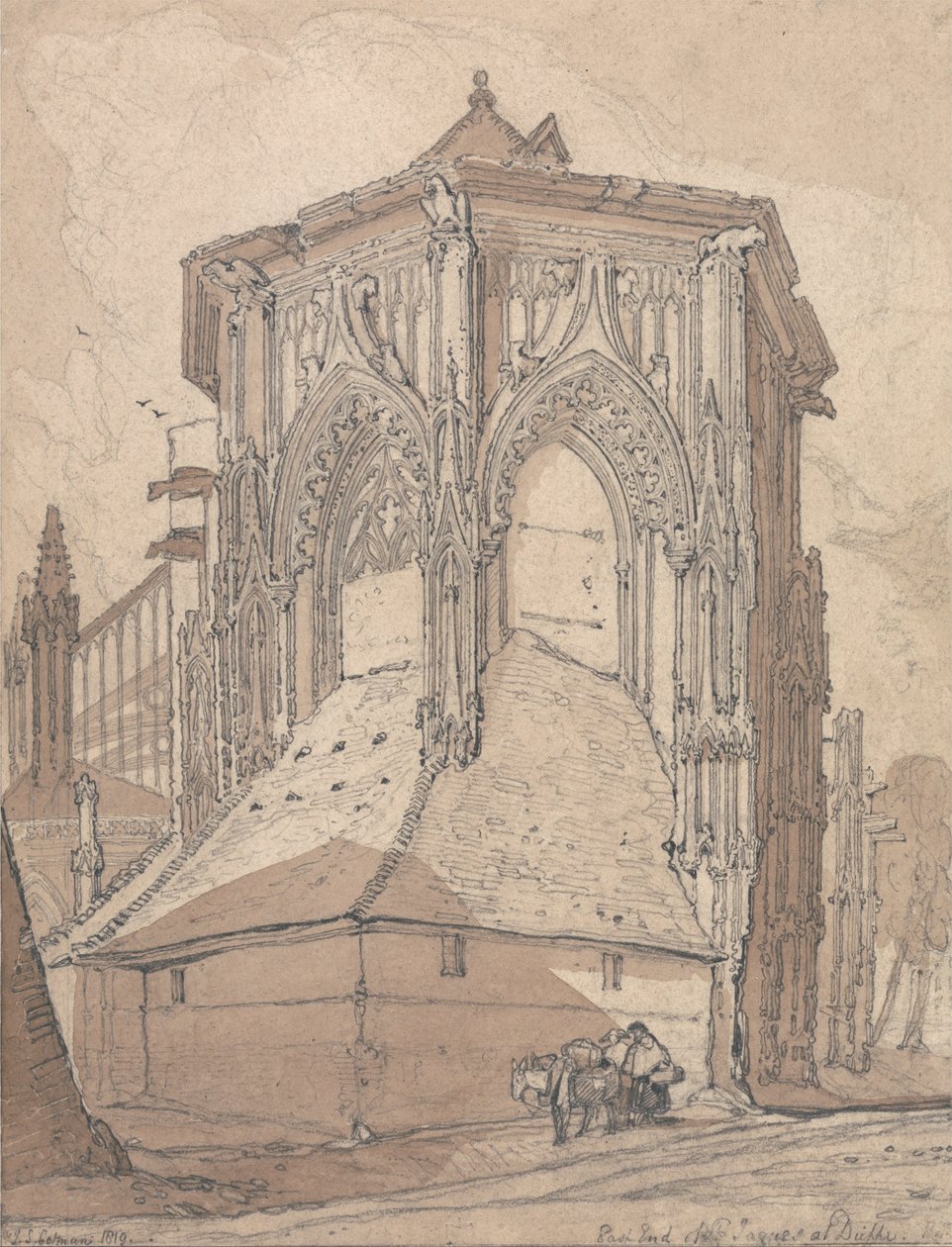 Extremo este de Saint Jacques en Dieppe, Normandía de John Sell Cotman