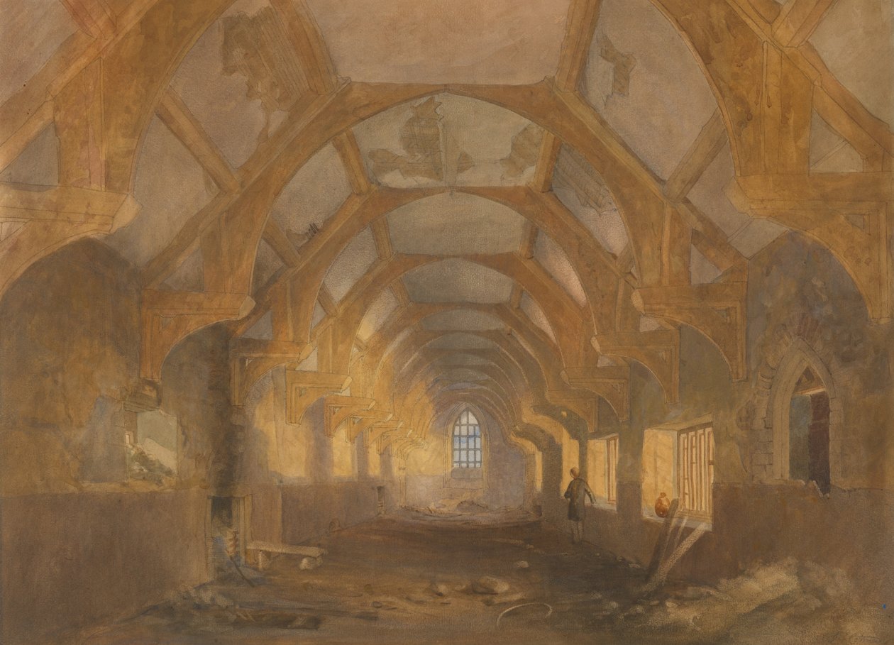 Interior de un Dormitorio del Ipswich Blackfriars al Final de su Periodo de Ocupación por la Escuela de Ipswich de John Sell Cotman