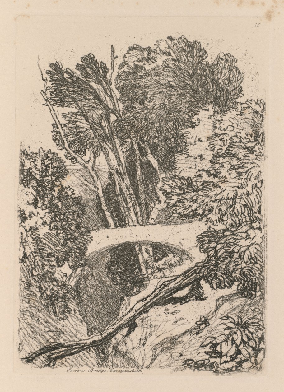 Liber Studiorum: Lámina 11: Puente de Parsons, Cardingshire, 1838 de John Sell Cotman