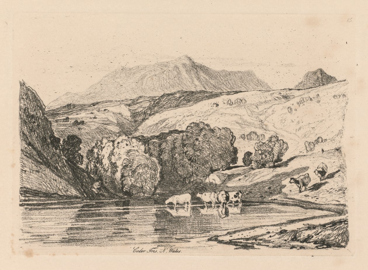 Liber Studiorum: Placa 15, Cader Iris, Gales del Norte de John Sell Cotman