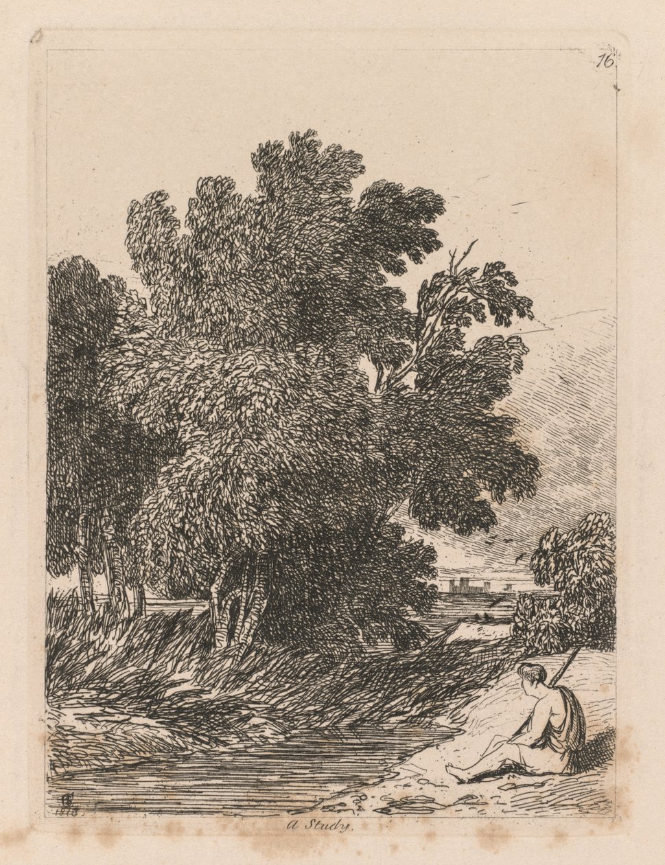 Libro de estudios: lámina 16, un estudio de John Sell Cotman