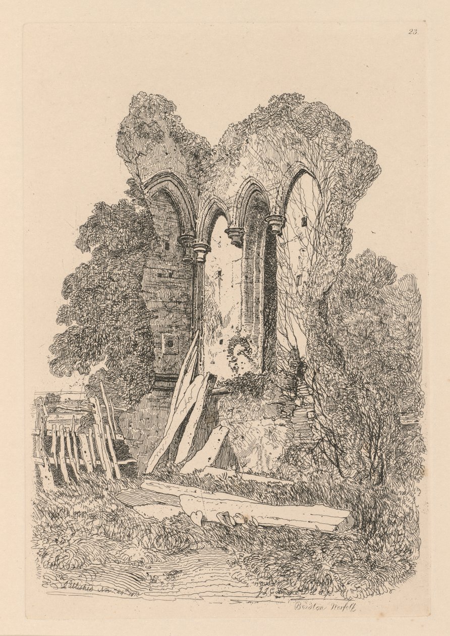 Liber Studiorum: Lámina 23, Ruinas de Beeston, Norfolk: No 3 de John Sell Cotman