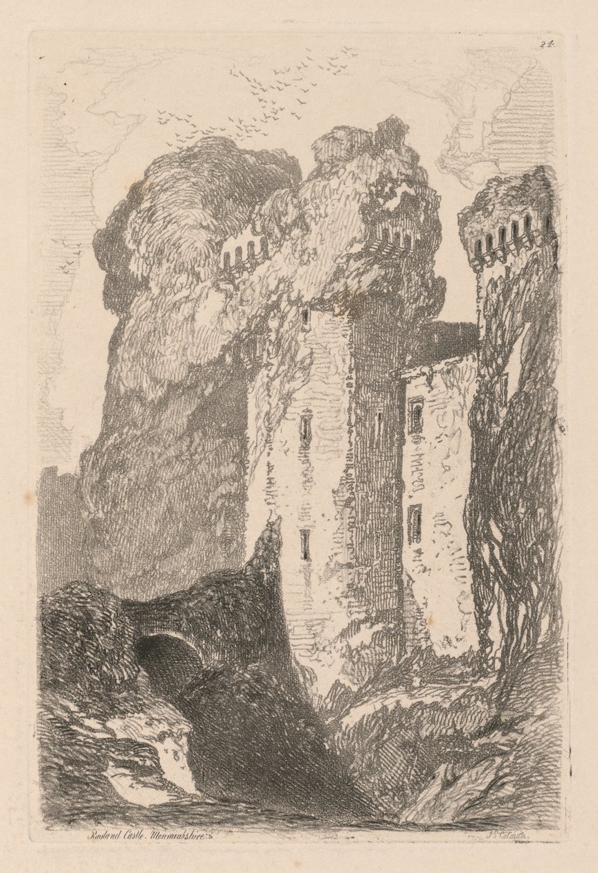 Liber Studiorum: lámina 24, castillo de Ragland, Monmouthshire de John Sell Cotman