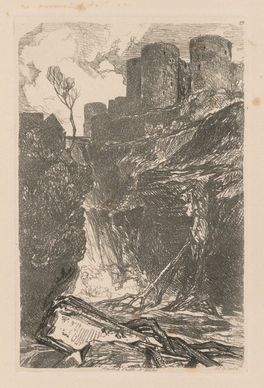 Liber Studiorum: Lámina 29, Castillo de Harlech, Gales del Norte de John Sell Cotman