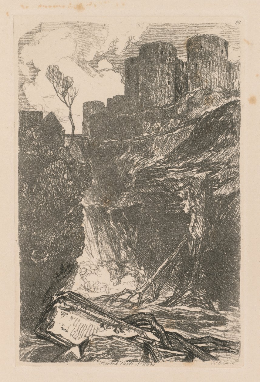 Liber Studiorum: Placa 29, Castillo de Harlech, Gales del Norte, 1838 de John Sell Cotman