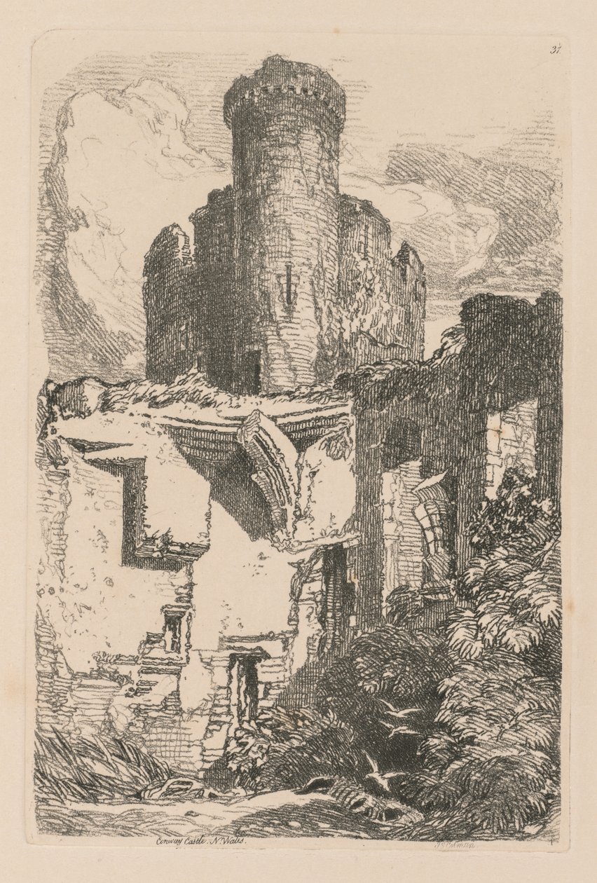 Libro de estudios: Lámina 31, Conway Castle, N. Wales de John Sell Cotman