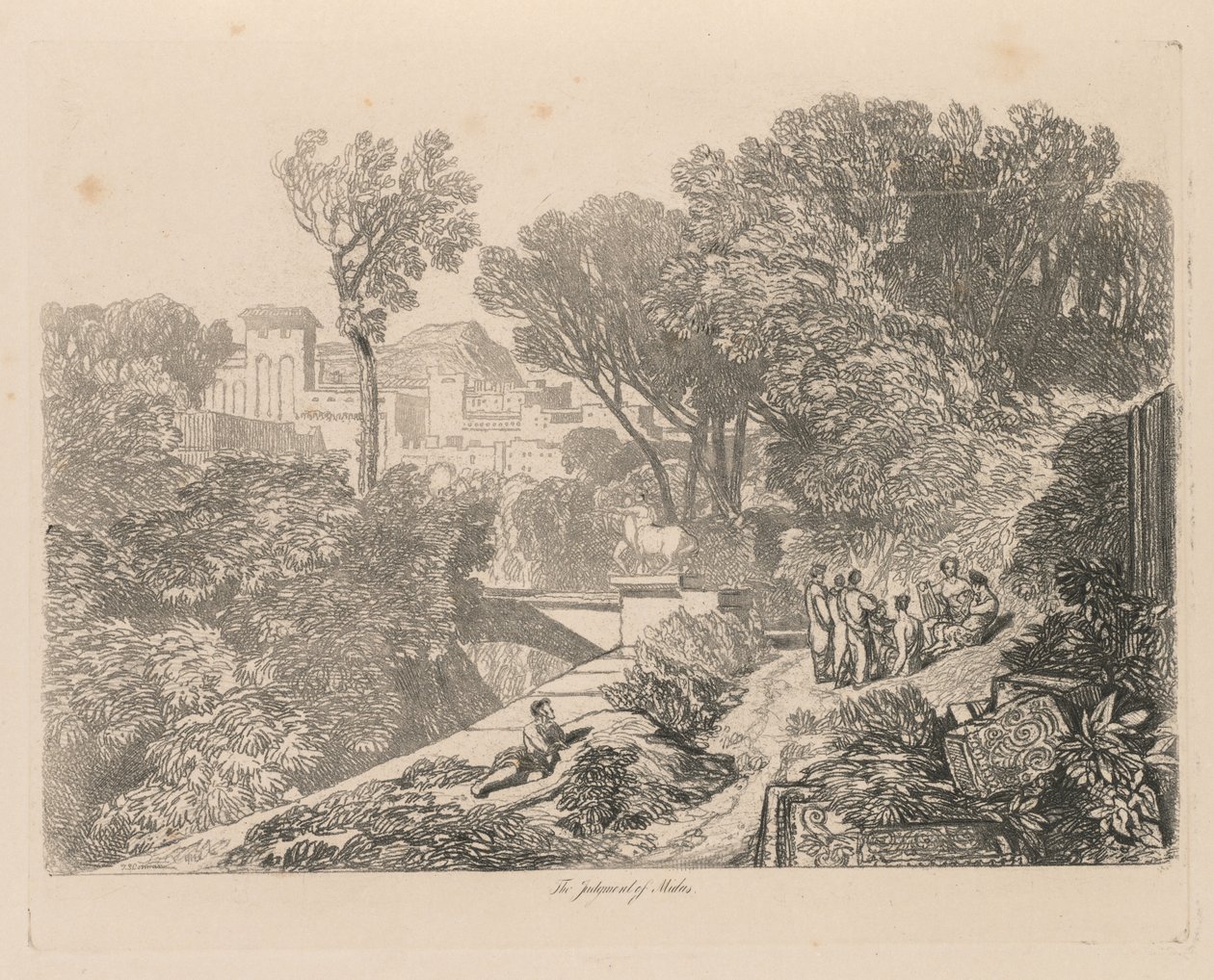 Liber Studiorum: Lámina 6, El juicio de Midas de John Sell Cotman