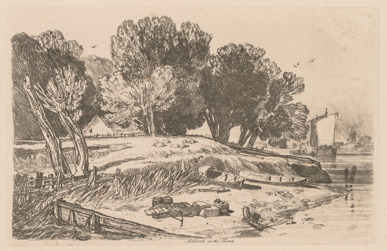 Liber Studiorum: Lámina 8, Millbank sobre el Támesis de John Sell Cotman