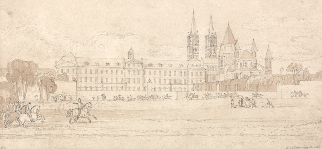 Escuela militar e iglesia abacial de San Esteban en Caen de John Sell Cotman