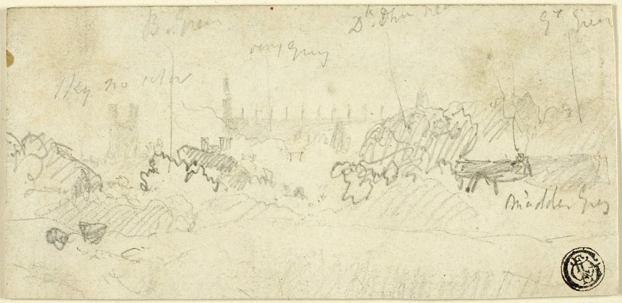 Boceto de paisaje con catedral de John Sell Cotman