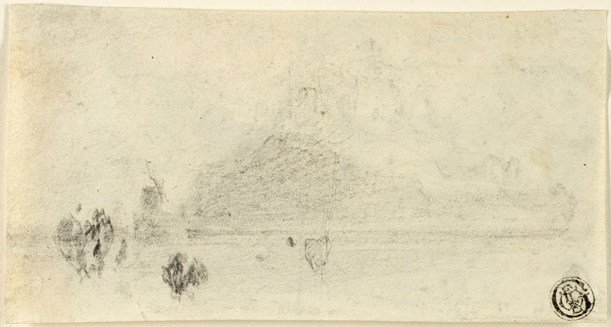 Boceto de Mont Saint Michel (recto); Edificios junto al agua (verso) de John Sell Cotman