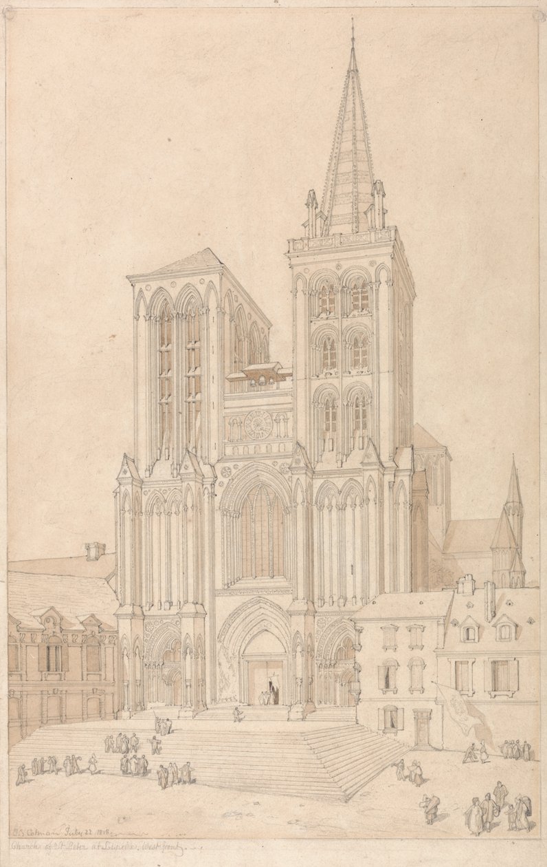 San Pedro en Lisieux, Normandía: Fachada oeste de John Sell Cotman